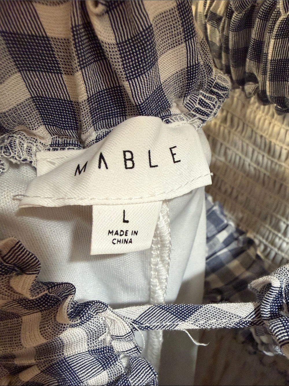 Mable women’s Blue and White Gingham Smocked Maxi Dress - Picture 2 of 5